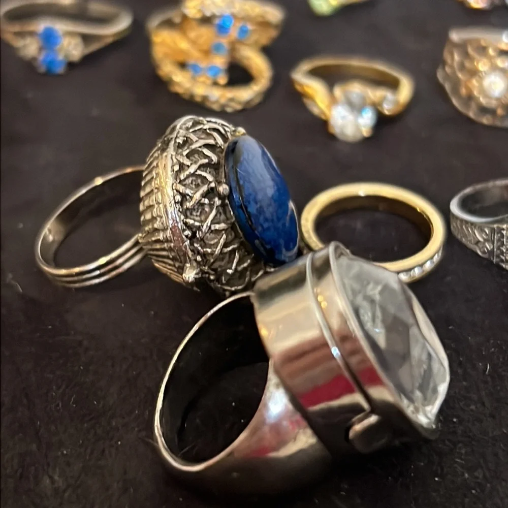 Lot of costume rings including perfume rings